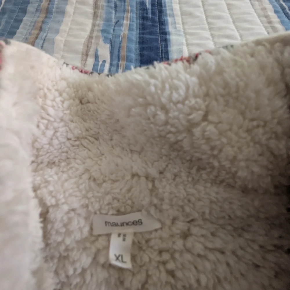 Maurices Red and White Sherpa Vest